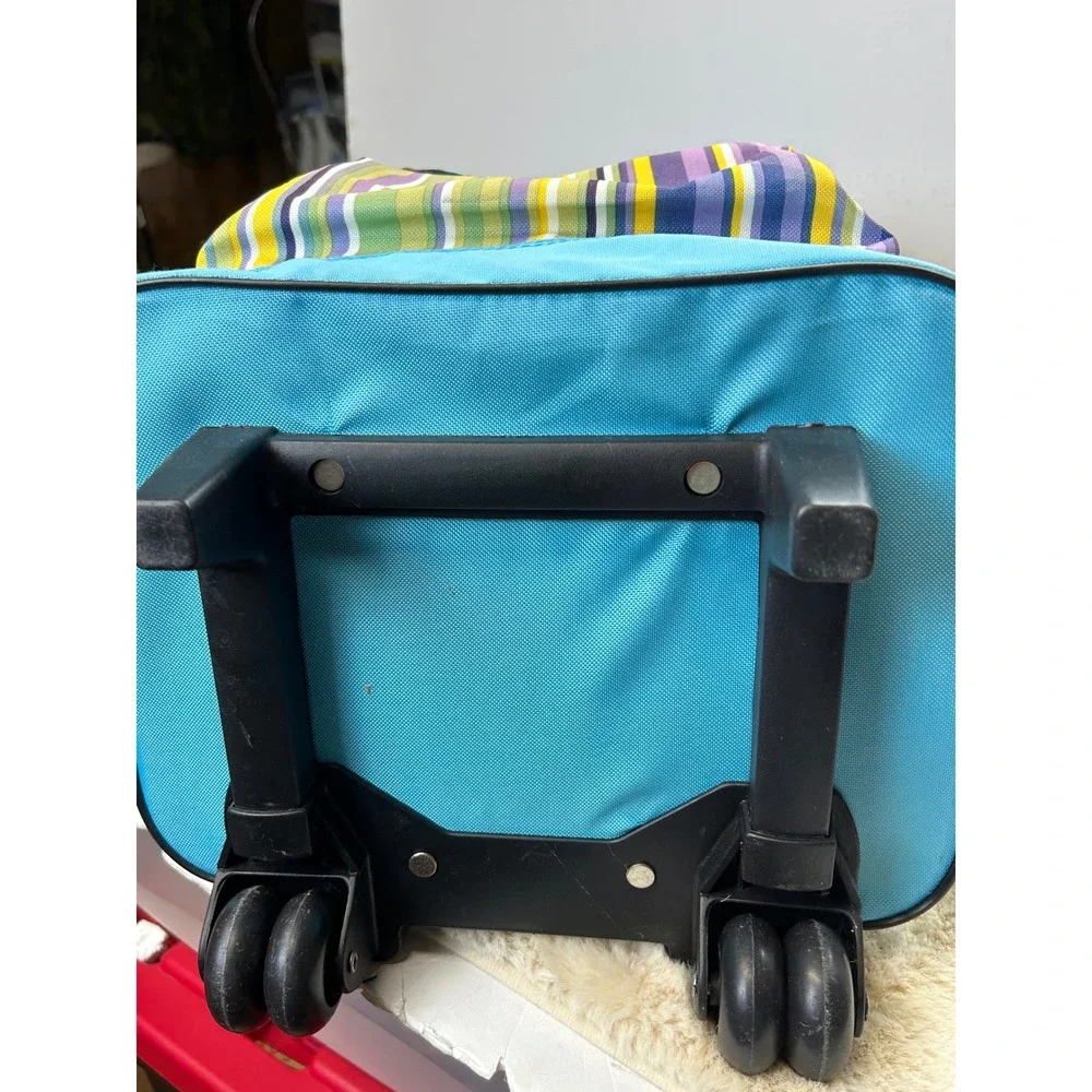 Nicole Miller Home Rolling Insulated Cooler Bag Striped Blue Yellow Purple